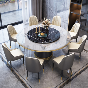 Hiện đại đơn giản sang trọng Vòng kim loại bàn xoay bàn ăn đặt với tấm đá cho nhà hàng khách sạn sử dụng đồ nội thất phòng ăn - Product Image 6