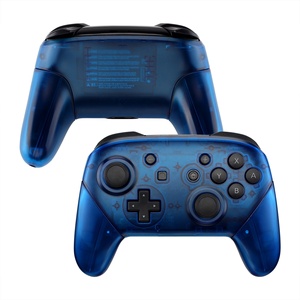 EXtremeRate Coque de remplacement complète transparente bleue avec poignées pour manette Switch Pro - Product Image 2