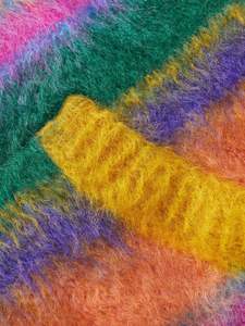 Мужской вязаный кардиган с капюшоном из мохера на молнии, с длинным рукавом, в полоску, с возможностью нанесения логотипа - Product Image 5