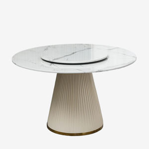 Jiening Luxury Style Home platine vinyle minimaliste en marbre rond table de restaurant ensemble de table à manger 6 places - Product Image 1