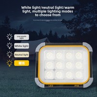Projecteur de travail solaire LED 1500LM, lampe de secours rechargeable 3600mAh, panneau pliable en 4, étanche IP66, intensité réglable, portable pour le camping