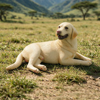 Modèle d'animal de compagnie en PVC massif, simulation transfrontalière, chiot Labrador, jouet éducatif et cognitif, décoration de bureau, ornement à assembler