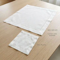 Lot de serviettes en lin et coton faites à la main, style japonais, bords festonnés, 15x15cm, bleu, pour dîner, sous-verres décoratifs en tissu