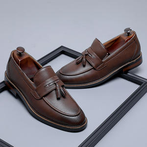 Men's High Quality Custom Handmade Black Leather <b>Shoes</b> Breathable <b>Waterproof</b> Lightweight Mesh Upper Shiny Wedding <b>Shoes</b> Mesh - Product Image 4