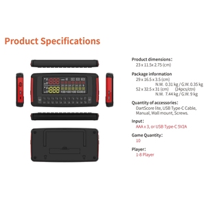 Système de notation automatique pour fléchettes, panneau couleur en plastique ABS, suivi automatique des scores, jeu de progression, écran LCD haute contrastivité - Product Image 2
