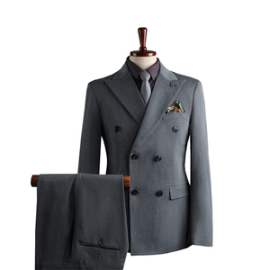 ชุดสูทธุรกิจผู้ชายทรงเข้ารูปแบบกระดุมสองแถว ดีไซน์หรูหรา ผ้าวอร์สเต็ด คุณสมบัติป้องกันการหดตัวและป้องกันรอยยับ - Product Image 2
