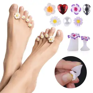 8pcs/Lot Soft Silicone Toe Separator Foot Finger Divider Form Manicure Pedicure Care Nail Art Tool Flower Holder Accessory