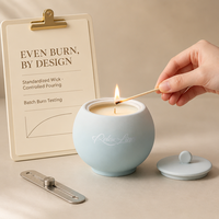Bougie parfumée ronde en céramique Relaxlines, cire de soja écologique, personnalisée avec couvercle, bougies artisanales longue durée pour la maison, l'hôtel, cadeau