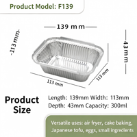 Barquette rectangulaire jetable en aluminium de 300 ml avec couvercle, qualité alimentaire, robuste, compatible four, pour la cuisson