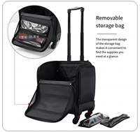 Sac de maquillage portable Baijin en tissu Oxford avec fermeture éclair, trousse de beauté professionnelle, grande capacité, valise à roulettes pour maquillage