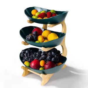 High Quality Wholesale Price 3 Layers Bamboo <strong>Wood</strong> Rack Fruit <strong>Plate</strong> Tray Candy Nut Storage for Household Living Room - Product Image 2