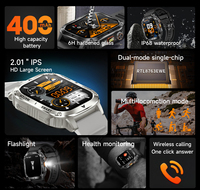 Reloj Inteligente Resistente AK80 para Hombre, Correa de Acero Inoxidable, Resistente al Agua, Llamadas por Bluetooth, Monitor de Actividad Física para Exteriores, Compatible con Teléfonos IOS y Android