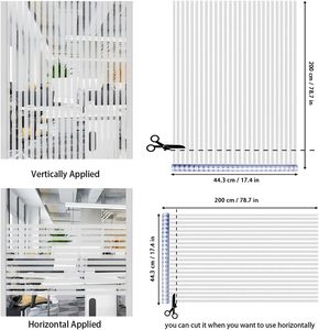 LAUFEN película esmerilada para ventana, vidrio de privacidad, <span class=keywords><strong>vinilo</strong></span> no adhesivo, extraíble, adhesivo estático, protección UV, patrón de rayas para el hogar y la Oficina - Product Image 4