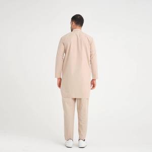 <span class=keywords><strong>Costume</strong></span> Thobe Thawb Caftan pour hommes musulmans arabes, vêtements islamiques, Abaya, haut et pantalon pour hommes saoudiens, ensemble 2 pièces avec boutons - Product Image 2