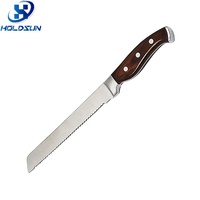 Couteau à pain de haute qualité et luxueux en acier inoxydable de 8 pouces avec manche en bois Pakka forgé ambidextre pour une utilisation en cuisine