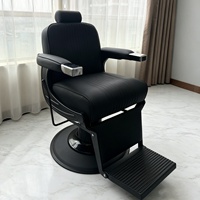 Nouveau fauteuil de barbier en cuir pour salon vintage masculin, pliable et rotatif, pour usage commercial en salon de coiffure, rasage et épilation.