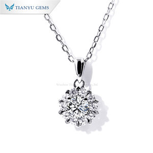 Tianyu Trendy GRA Certified Moissanite Flower Necklace Featuring a Main <b>Stone</b> 925 Sterling Silver 18k Platinum Plating for Women - Product Image 1