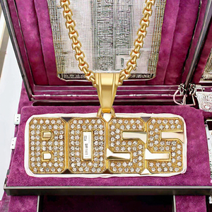 Collar con colgante de espuelas chapado en oro, cadena cubana con incrustaciones de moissanita, estilo hip hop, para regalo y fiesta - Product Image 2