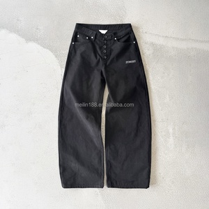 Pantalon en denim brut japonais selvedge noir sur mesure, poids lourd 13, 14, 15 oz, coupe droite, boutons, jeans de créateur de haute qualité pour hommes - Product Image 1