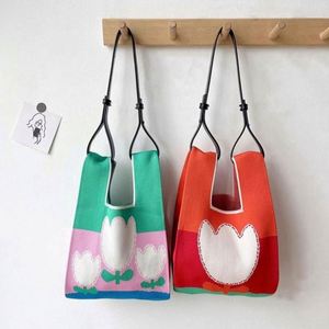 2025 Trendy <b>Cute</b> Crochet Wrist Knot Bag Floral Knitted <b>Purse</b> Small Knitting Beach Tote Gift Bag for Girls - Product Image 5