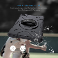 Étui de tablette robuste antichoc 360° °   Support rotatif avec sangle de maintien et porte-crayon pour iPad et tablette Samsung