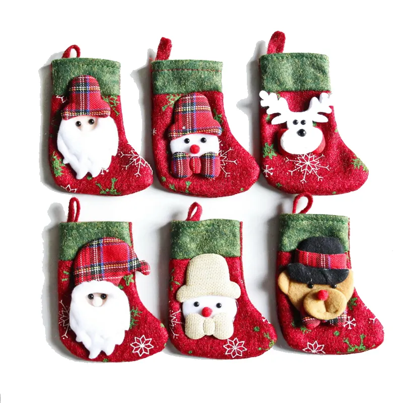 Christmas decoration small socks Santa snowman deer socks Christmas tree socks hanging gift gift bag