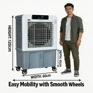 Ventilateur rafraîchisseur d'air évaporatif mobile 3-en-<span class=keywords><strong>1</strong></span> avec réservoir d'eau, équipement de refroidissement multifonctionnel pour café, commerce et espace de travail extérieur - Product Image 2