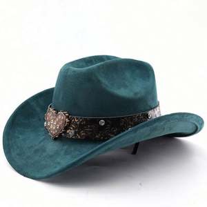 Chapeau de cowboy occidental tendance en daim végétalien avec large ceinture thermique – Collection Automne Hiver 2025 - Product Image 2