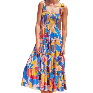 Linda Fashion China Guangzhou Directly Hot Selling Factory Summer Beach Holiday Travelling Women Printed Dress
