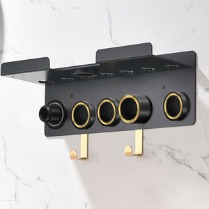 Wandmontierte Doppelstöckige Aluminium-Legierung Umweltfreundlicher Schwarzer <span class=keywords><strong>Airwrap</strong></span>-Ständer Haartrocknerhalter Multifunktionales Haarstyling-Gestell - Product Image 5