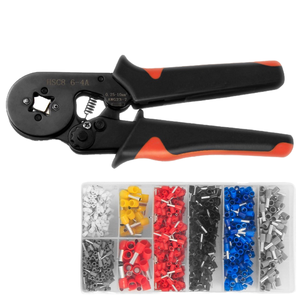 European Tubular Terminal HSC8 6-4A+1200PCS Insulated Data Wire Crimpers Set Manual Tool Soft Grip Plastic <b>Handle</b> Steel 1-Year - Product Image 1
