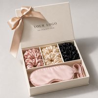 Ensemble cadeau de chouchous et masques de sommeil 100% Soie de Mûrier, Accessoires pour cheveux, Logo personnalisé, Vente en gros pour femmes