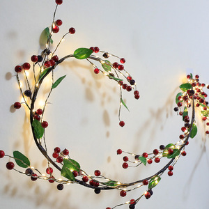 LED Rattan <b>Lights</b> With Red Berries And Green Leaves <b>String</b> <b>Lights</b> For Christmas Home Decor Warm <b>Light</b> 20000H Life - Product Image 4