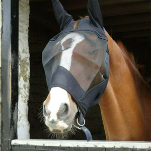 Masque anti-mouches pour <span class=keywords><strong>chevaux</strong></span>, style bonnet, respirant, en maille douce, rembourré, protection UV, anti-insectes, couvrant entièrement la tête, avec oreilles. - Product Image 6