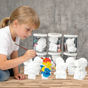 Kit <span class=keywords><strong>de</strong></span> figurines en plâtre à peindre soi-même avec pinceaux <span class=keywords><strong>et</strong></span> peintures, motifs aléatoires à colorier pour enfants, activité DIY, décoration parent-enfant - Product Image 1