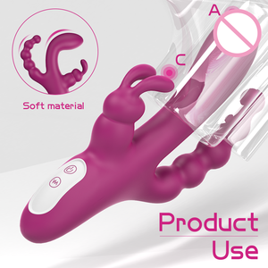 Luxuriöser 3-in-1 Elektrischer Kaninchen-Vibrator Anus-Stimulations-Massagegerät Dildo Klitoris-<span class=keywords><strong>Stimulator</strong></span> für Weibliche Masturbation Sexspielzeug - Product Image 3