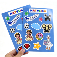 Échantillons de feuilles d'autocollants découpés sur mesure, LOGO personnalisé, dessin animé, vinyle adhésif holographique PVC, étiquettes en vrac, pack d'autocollants personnalisés