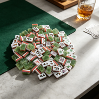 Tuiles de Mahjong américaines en acrylique à motif animalier naturel et tapis de Mahjong en tissu assorti