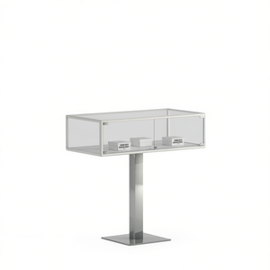 Vitrina con Marco de Aluminio 99x49x103cm Acabado Blanco Vidrio Templado Exhibidor con Pedestal de Metal - Product Image 2