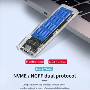 TISHRIC M2 SSDケースNVMe/SATASSDエンクロージャーデュアルプロトコルUSBタイプCM.2SSD透明外部エンクロージャーハードディスクボックス