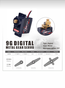 มอเตอร์เซอร์โวดิจิตอลเกียร์โลหะแรงบิดสูง9ก. เหมาะสำหรับหุ่นยนต์โดรน FPV ควบคุมระยะไกลแบบ DIY - Product Image 6