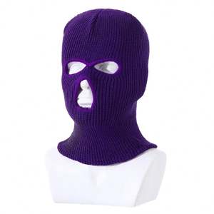 I-0088 Balaclava unisexe pour homme, design extérieur, chaude, personnalisée, noire, 1 trou, couvre-visage, bonnet balaclava pas cher, masque de ski tricoté - Product Image 4