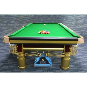 Junjian Juego completo de mesa de billar de madera maciza pata dorada acero chino negro ocho mesa de billar con losa verde - Product Image 4