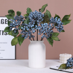 Branches artificielles de bleuets Ruilisi avec feuilles, fleurs en mousse et soie pour la décoration intérieure, accessoires de mariage, arrangement de bureau - Product Image 1