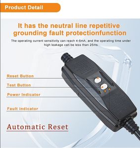 <span class=keywords><strong>15A</strong></span> 125V IP54 서지 보호 자동 리셋 GFCI 어댑터 5-15P 휴대용 전기 플러그 - Product Image 3