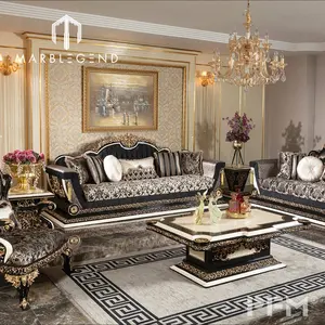 Custom royal living room furniture sets luxury wooden royal sofa set furniture
