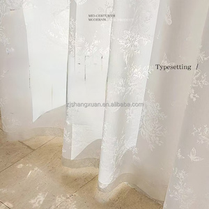 Soggiorno rurale di lusso balcone protezione solare specchio Jacquard velo tenda di garza bianca - Product Image 1