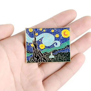 باب شخصي مفتوح تصميم سماء ليلية تجريدي مفصلي مفصلي 2D 3D صلب المينا شارة دبوس ذهبي لتزيين الحقيبة - Product Image 6