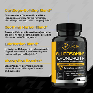 Tabletas Veganas de Alta Calidad con Glucosamina, Condroitina, MSM y Quercetina, Fortalecen los Huesos y Mejoran la Salud de las Articulaciones, Tipo Vitaminas - Product Image 4