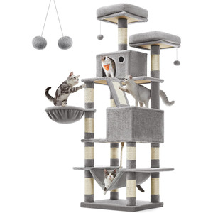Moderno lusso XL Basic grige torre graffiante per gatti grande adulto Indoor <span class=keywords><strong>Cat</strong></span> <span class=keywords><strong>Tree</strong></span> alta arrampicata decorazioni per la casa fatte di carta resistente - Product Image 1